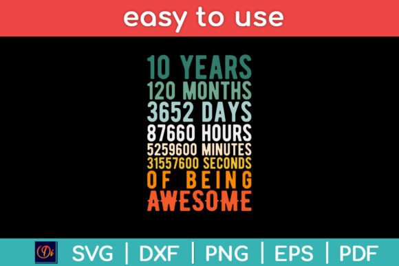 10 Years Old 10th Birthday Vintage Svg