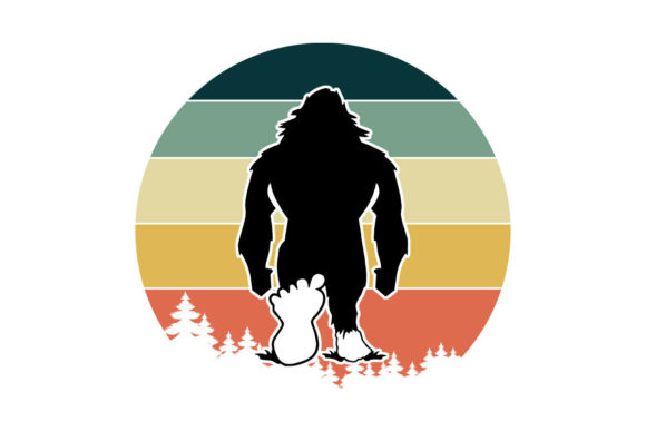 Bigfoot in Woods Retro Sunset PNG SVG