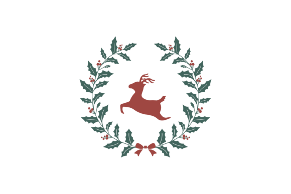 Christmas Stickers Retro Deer Red Svg