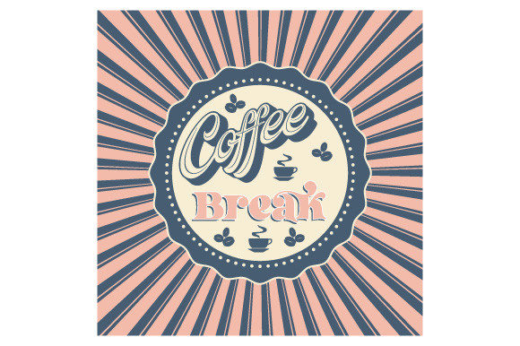 Coffee Sunburst EPS SVG PNG Retro Frame