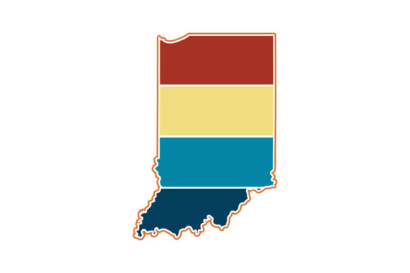 Indiana State Retro Sunset PNG SVG