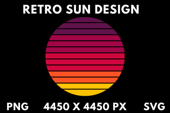 Purple to Yellow Retro Sun PNG SVG