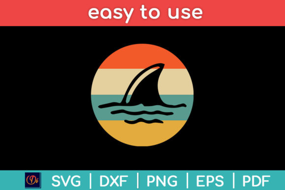 Shark Fin Vintage Retro Style Shark Svg