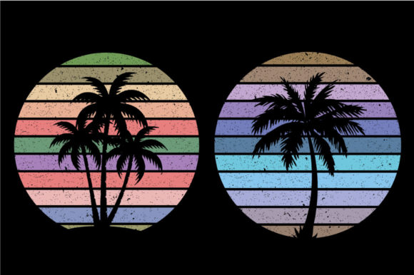 Vintage Retro Sunset Palm Svg