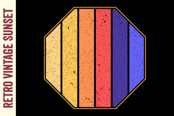 Vintage Sunset Retro Hexagon Grunge Svg
