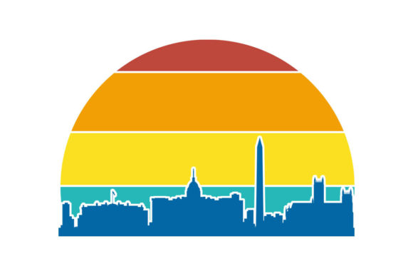 Washington DC Retro Sunset PNG SVG